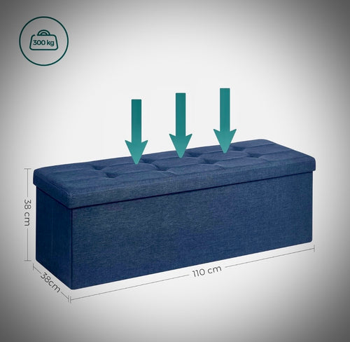 Bank für den Eingangsbereich, rechteckig, gepolstert, mit Stauraum, Schlafzimmer, Flur, Polsterhocker, Leinenoptik, Dunkelgrau