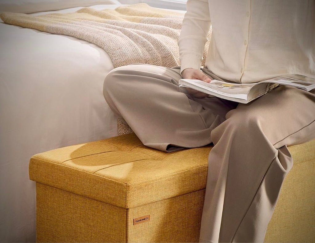 SONGMICS Sitzhocker mit Stauraum, klappbare Sitzbank mit Beinen